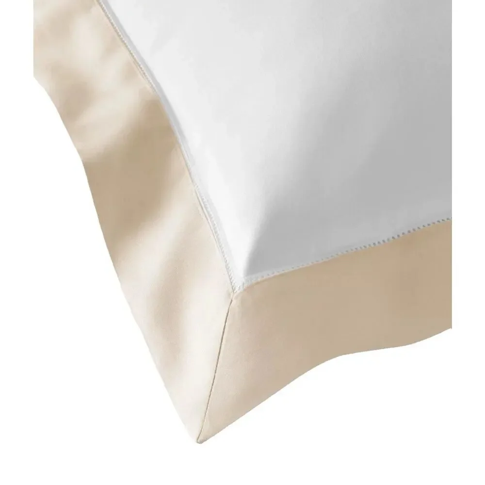RALPH LAUREN Organic Cotton Sateen Border‎ Euro Sham White/Coastal Sand $185